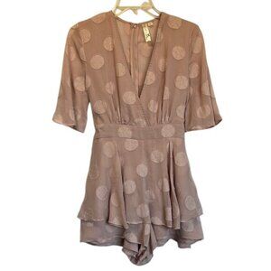 Pink Owl Polka Dot Dusty Pink Mauve Romper, Women’s Medium
